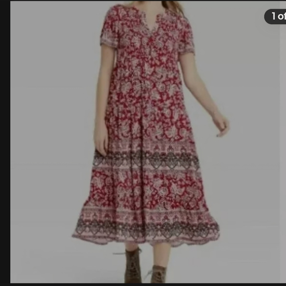New Knox Rose paisley maxi dress short sleeves